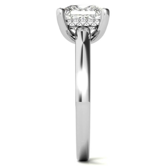 2.0Carat -7.0mm Princess Cut Moissanite Engagement Ring With Hidden Halo - Picture 4 of 16